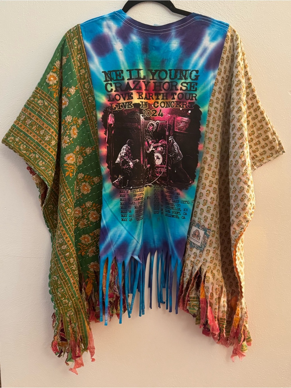 NEIL YOUNG Artisan Made Upcycle BAND T PONCHO SIZE INCLUSIVE Granny D Original - Picture 5 of 9